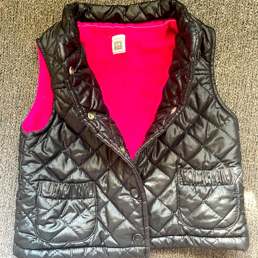 Carters Black/Pink Vest 24 months